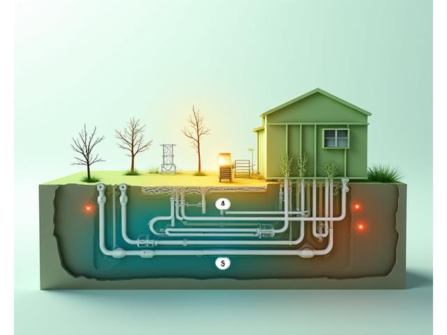 Diagrama interativo mostrando o funcionamento de uma bomba de calor geotérmica