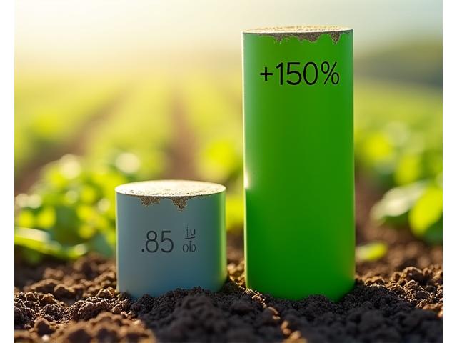 Gráfico de barras comparativo mostrando um aumento de 150% na produtividade de hortaliças cultivadas em solo enriquecido geotermicamente versus solo comum.
